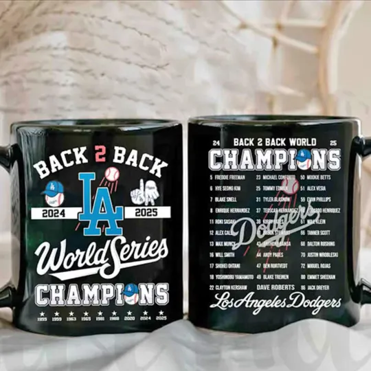 Discover Dodger 2024 2025 Back To Back World Series Champions Black Mug