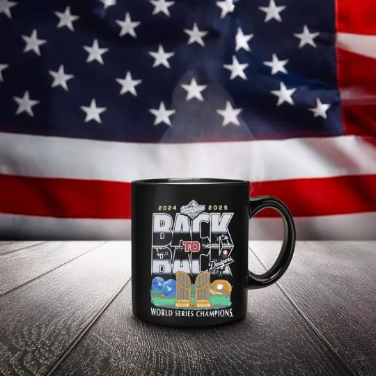 Discover Dodger 2025 World Series Back 2 Back Champions Black Mug
