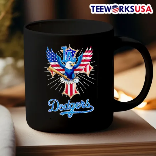 Discover Eagle baseball Los Angeles Dodger Black Mug