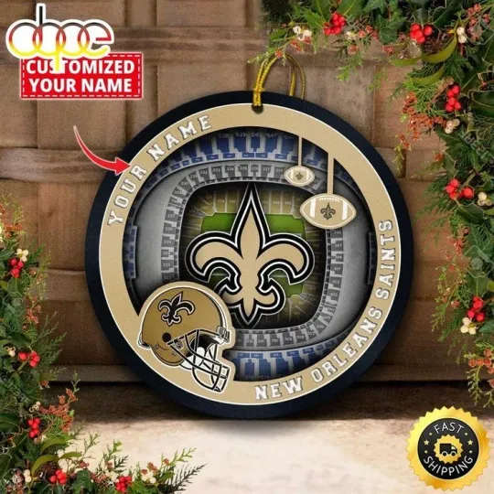Discover Personalized New Orleans Football Saints Team Christmas Ceramic Ornament Gift