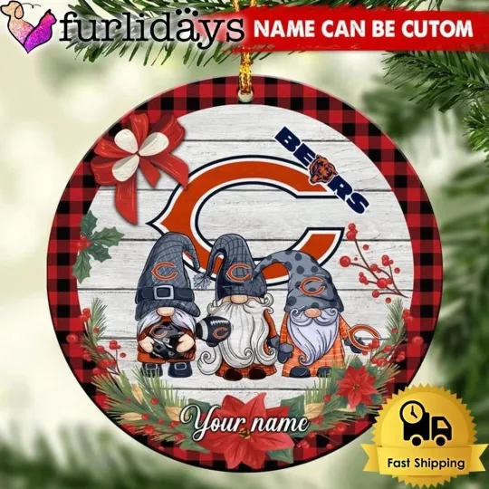 Discover Personalized Chicago Football Bears Team Christmas Ceramic Ornament Gift Decor