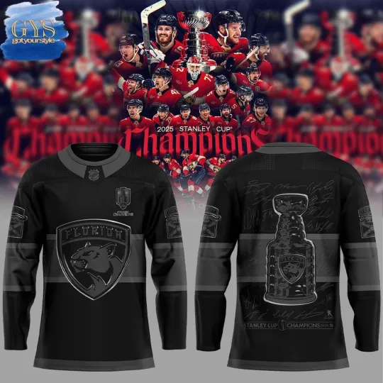 Florida Panthers Back to Back 2025 Stanley Cup Champions Black Hockey Shirt