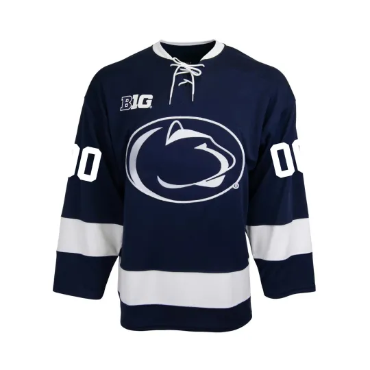 Discover Personalized Penn State Nittany Lions Lace Hockey Shirt Navy Men's Fan Gear Gift