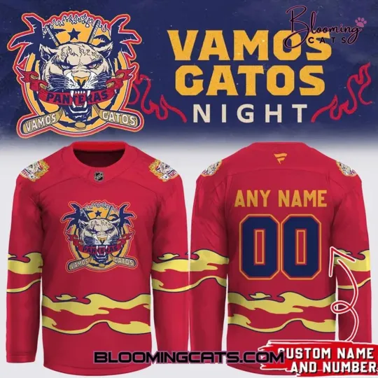Personalized Florida Panthers Vamos Gatos Night 2025 Hockey Shirt Men's Fan Gear
