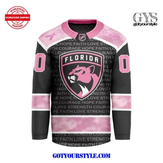 Discover Personalize Florida Panthers Special Pink Fight Breast Cancer Hockey Shirt Men's