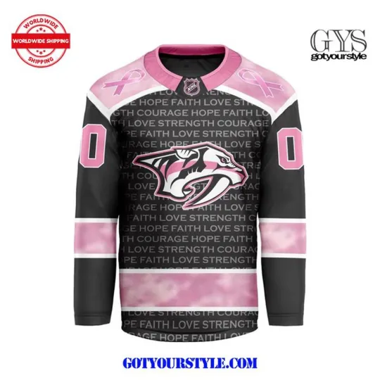 Discover Personalized Nashville Predators Special Pink Fight Breast Cancer Hockey Shirt