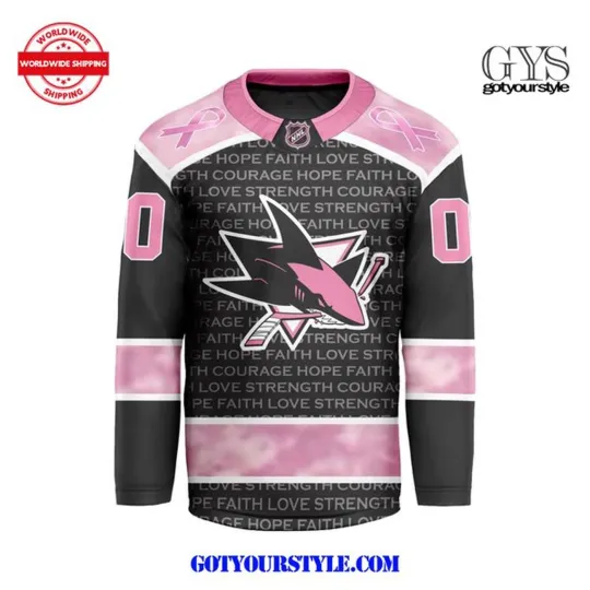 Discover Personalized San Jose Sharks Special Pink Fight Breast Cancer Hockey Shirt Men's