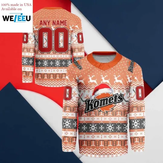 Discover Personalize Fort Wayne Komets 2025-26 Ugly Christmas Hockey Shirt Fan Gear Shirt