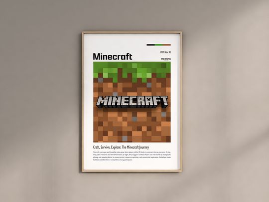Minecraft Poster, Gaming Room Poster, Game Gift, Video Games Poster