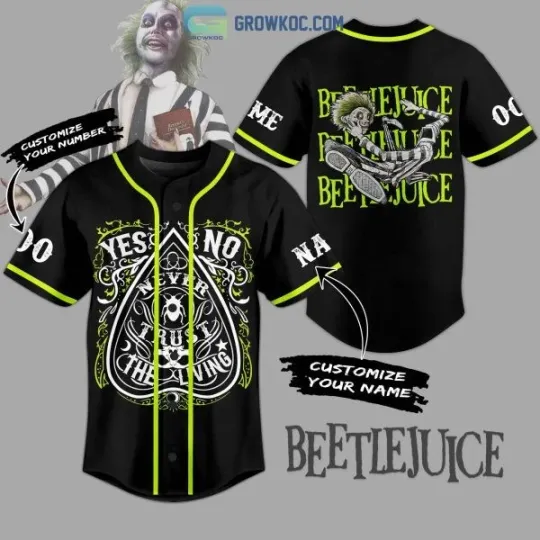 Discover Beetlejuice Never Trust The Living Personalized Baseball Jersey