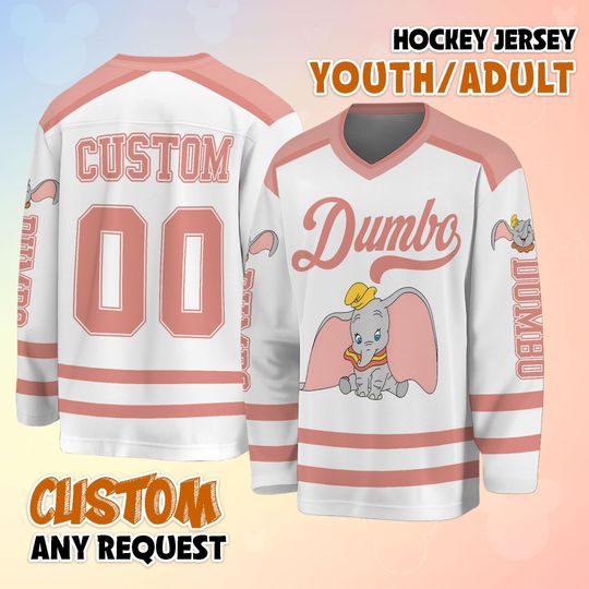 Discover Custom Dumb.o Hockey Jersey, Personalized Elephant Shirt, Hockey Fan Lover Gift, Hockey Team Outfit