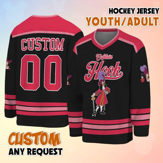 Discover Personalized Captain Hook Hockey Jersey, Captain Hook Hockey Jersey, Hockey Fan Lover Gift, Hockey Team Outfit