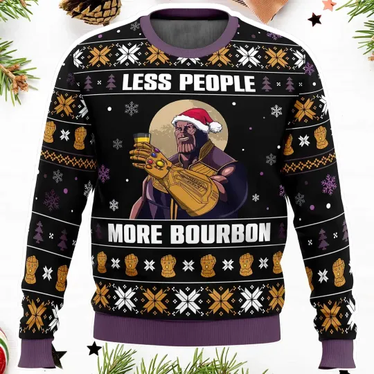 Less People More Bourbon Ugly Christmas Sweater