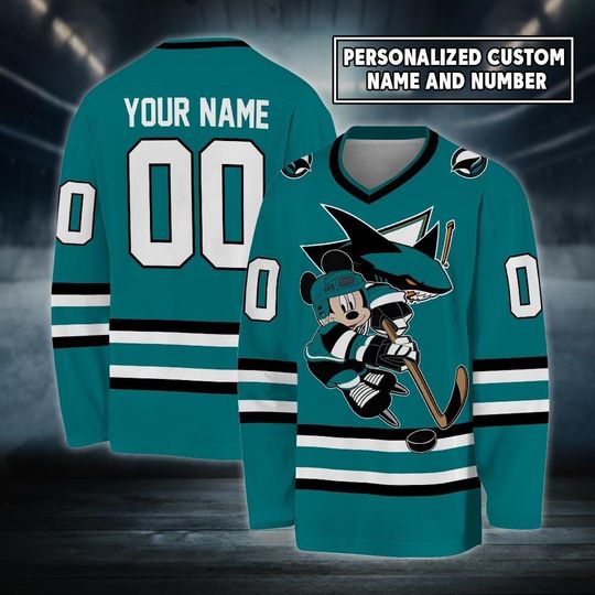 Discover Personalized Shark Ice Hockey Jersey, Mickey Mouse Jersey For Men Women With Your Custom, Mackenzie Blackwood, Duclair Fan Jersey