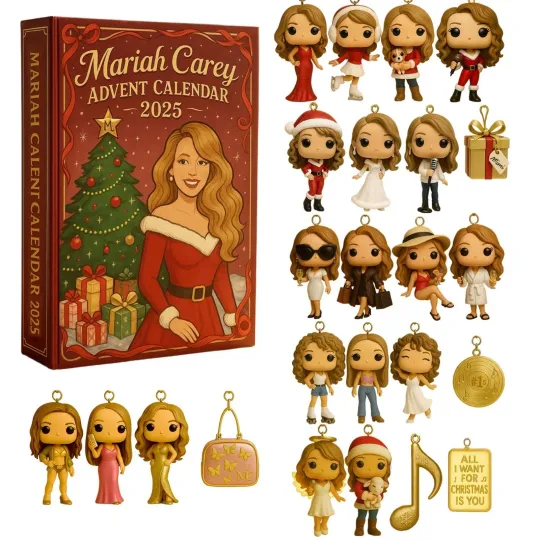 Discover Mariah Carey Advent Calendar 2025, 24 Mini Ornaments 2D Flat