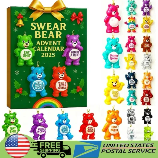Discover 2025 Swear Bear Advent Calendar 24 Days Christmas Countdown Calendar Gifts