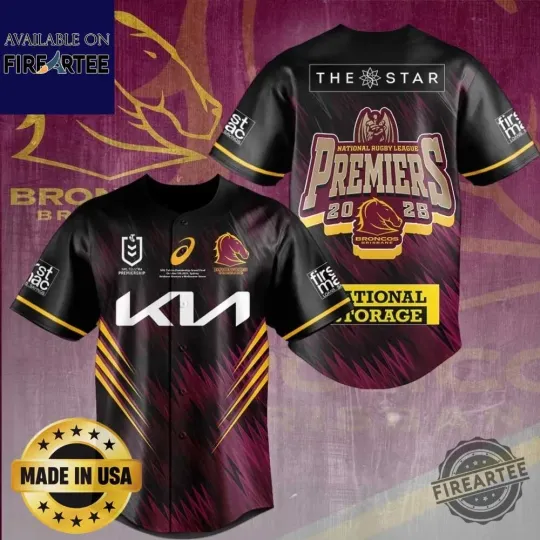 Discover Brisbane Broncos 2025 Nrl Premiers Baseball Jersey