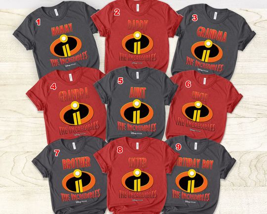 Discover Personalized Disney The Incredibles Birthday T-Shirt, Custom Daddy Mommy Grandpa Birthday Boy Shirt, Disney The Incredibles Family