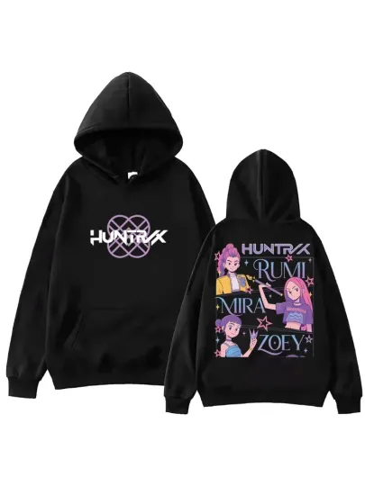 KPop Demon Hunters Anime Print Cotton Men's Hoodie Autumn Winter Long Sleeve Sweatshirt Casual Fashion Oversized Kids/Adult Tops