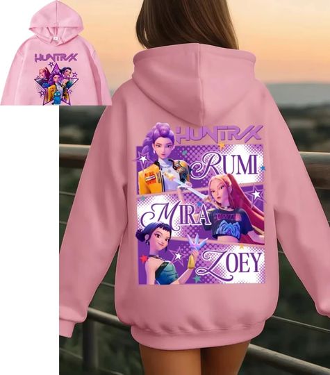 Discover KPop Demon Hoodies Women Men Casual Fleece Pullovers Mira Rumi Zoey Printed Sweatshirt Hooded Couples Unisex Fashion Streetwear