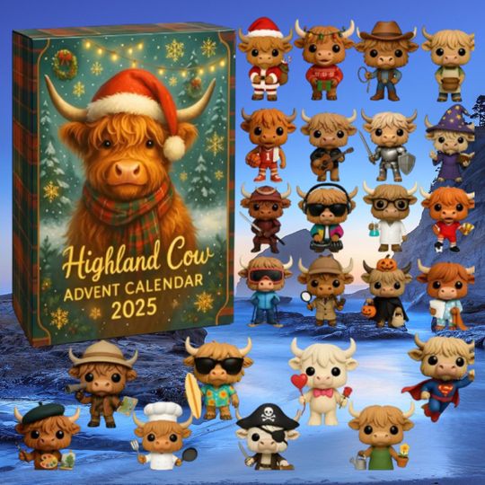 Discover Highland Cow Advent Calendar 2025, 24 Mini Cow Figurines Christmas Countdown, Christmas Blind Box, Xmas gift, Perfect Cow Lover Gift