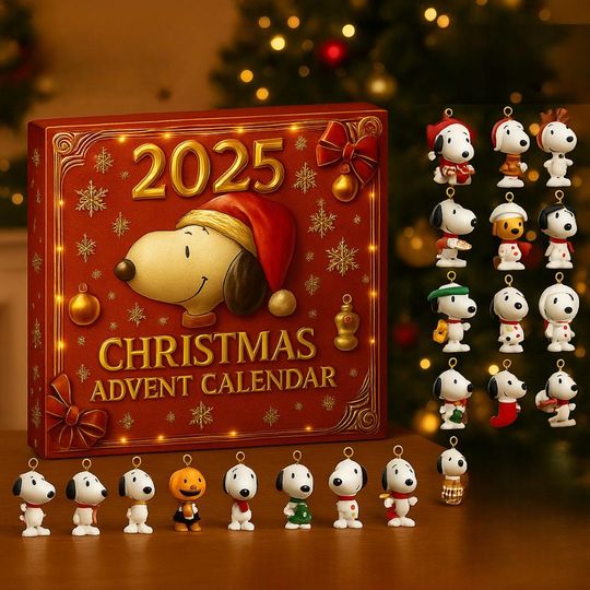 Discover Snoopy Christmas Advent Calendar, Christmas Countdown Advent Calendar Gift Box with 24 Acrylic Ornaments