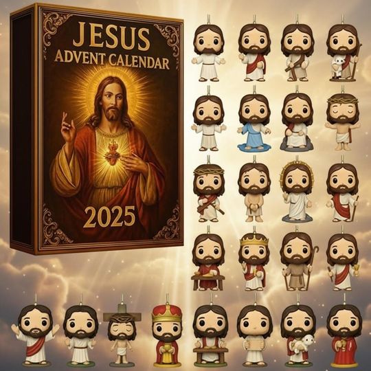 Discover Jesus Advent Calendar 2025, Christian Blind Box Christmas Countdown Box, 24 Days Nativity Ornaments, Christmas Tree Decor, Faith Gift