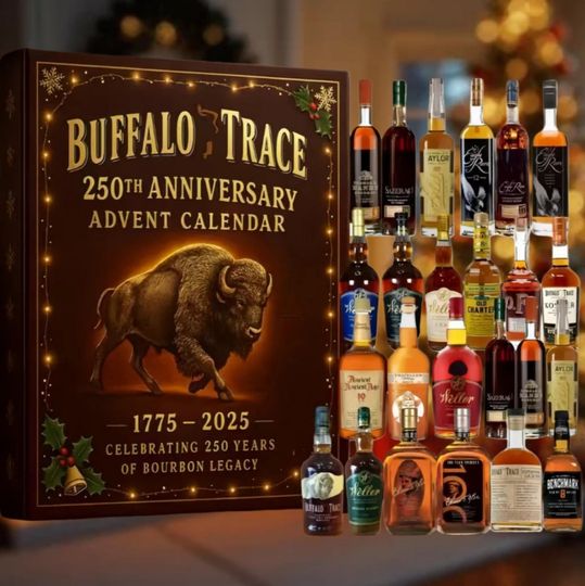 Discover Bourbon Advent Calendar, Buffalo Trace 250th Anniversary Advent Box, 24-Day Countdown Blind Box, Holiday Gift Set, Chrismas Advent Calendar