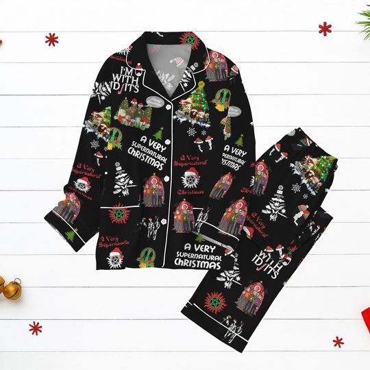Discover Supernatural Christmas Pajamas, Dean And Sam Holiday PJs, Funny TV Show Pajama Set Gift For Fans, Supernatural Movie Kid Pjs