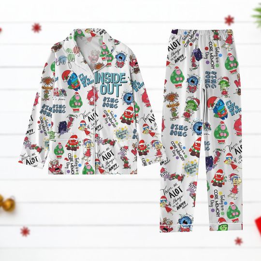 Discover Inside Out Christmas Pajamas, Disney Movie Holiday Pjs Set For Men And Women, Funny Cartoon Sleepwear, Xmas Gift Idea, Cartoon Pjs