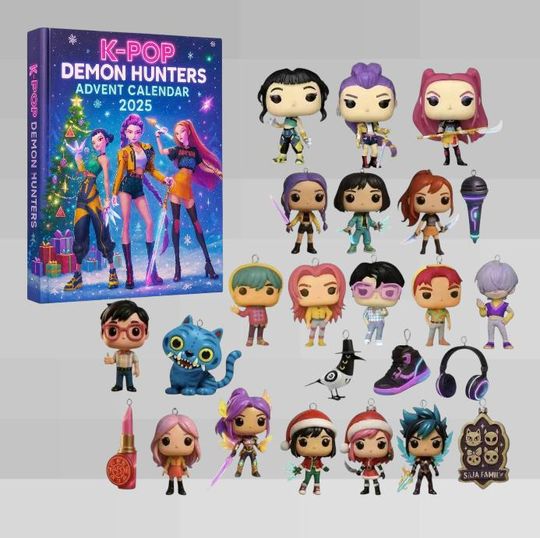 Discover Kpop Demon Hunters Advent Calendar, Huntrix Saja Boys Derpy Rumi Mira Zoey Jinu Baby Saja 24 Funny Holiday Decor Ornament,Kpop Surprise Gift