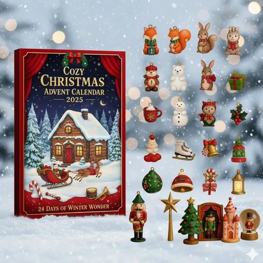 Discover Cozy Christmas Advent Calendar 2025  24 Days of Winter Wonder, Mini Holiday Ornaments & Figurines Set, Festive Gift for Christmas Lovers