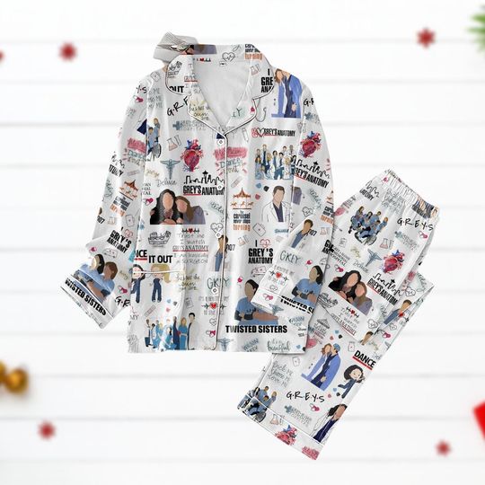 Discover Grays Anatomy Christmas Pajamas Set, Funny Doctor Nurse Holiday Pjs, Medical Drama Sleepwear, Hospital Xmas Gift For Fans, Holiday Gift