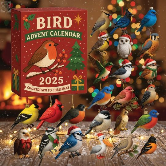 Discover Bird Advent Calendar 2025 Christmas: 24 Assorted Bird Ornaments