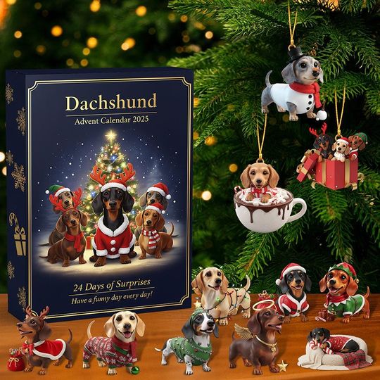 Discover Dachshund Christmas Advent Calendar 2025, 24 Days of Cute Dog Surprises, Perfect Holiday Gift for Pet & Dog Lovers