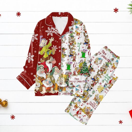 Discover Snow White Christmas Pajamas, Seven Dwarfs Holiday Sleepwear Set, Disney Cartoon PJs, Cozy Xmas Gift For Women, Holiday Pjs, Xmas Gift