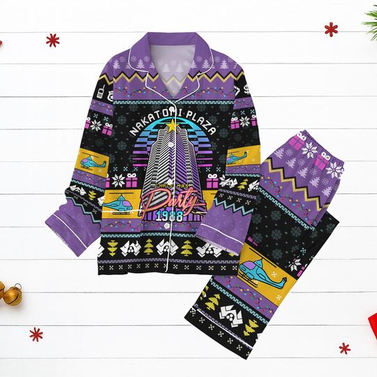 Discover Nakatomi Plaza Christmas Pajamas, Die Hard Movie Holiday Sleepwear, Funny 1988 Party PJs, Cozy Xmas Gift For Fans, Xmas Kid Pjs
