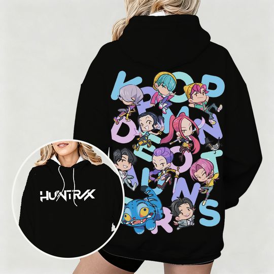 Discover Women's Oversized Hoodie with KPop Demon Hunters Cute Chibi Animated Characters Print for Casual  Fashion Daily Wear Y2k