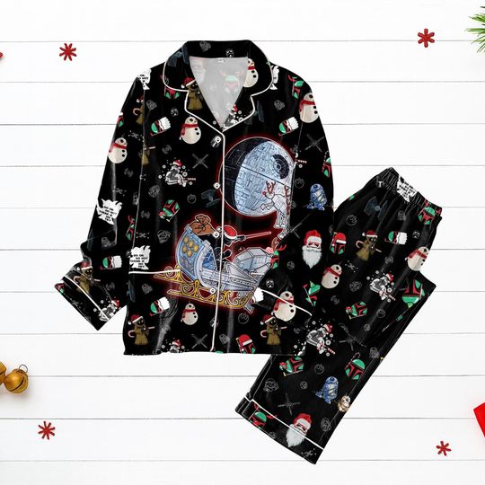 Discover Star Wars Christmas Pajamas, Funny Star Wars Holiday Sleepwear Set, Space Themed PJs, Cozy Festive Outfit, Xmas Gift For Fans