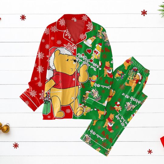 Discover Winnie The Pooh Christmas Pajamas, Funny Disney Pooh Holiday PJs Set, Cute Disney Sleepwear, Cozy Winter Outfit, Xmas Gift Idea