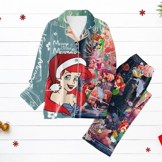 Discover Little Mermaid Christmas Pajamas, Cute Disney PJs, Cozy Under The Sea Outfit, Xmas Gift For Her Kids