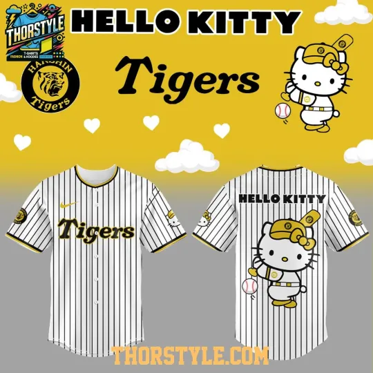 Discover Hello Kitty Fukuoka Hanshin Tigers 2025 Aim Respect Empower Baseball Jersey