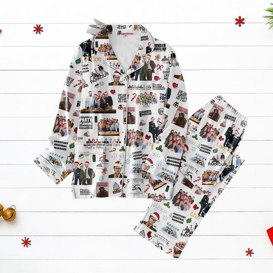 Discover The Office Christmas Pajamas, Funny TV Show PJs Set, Holiday Sleepwear Gift, Dunder Mifflin Outfit For Fans, Cozy Winter Pajamas