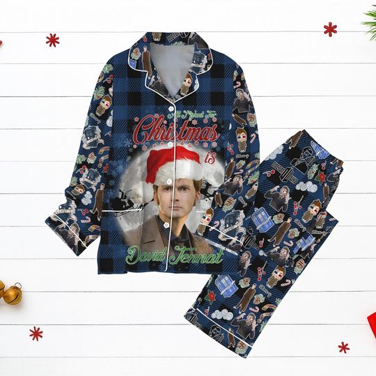 Discover Doctor Who Christmas Pajamas, David Tennant Holiday PJs Set, Police Box Pajamas Christmas, Tardis Holiday Pajamas, Funny Move Pjs