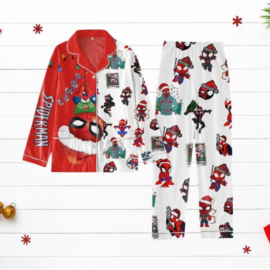 Discover Spider-Man Christmas Pajamas, Cute Superhero Holiday PJs, Funny Spiderman Sleepwear Set, Cute Comic Outfit, Xmas Gift, Pjs for Kids