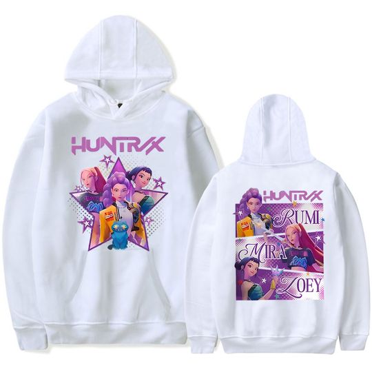 Discover KPop Demon Hunters Huntrix Group Merch Hoodie – Unisex Pullover Sweatshirt with Anime Graphic for K-Pop & Anime Movie Fans