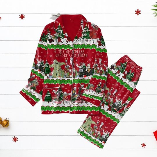 Discover Nightmare Before Christmas Pajamas, Disney Gothic Holiday PJs Set, Spooky Festive Sleepwear, Cozy Halloween Xmas Gift, Christmas Gift