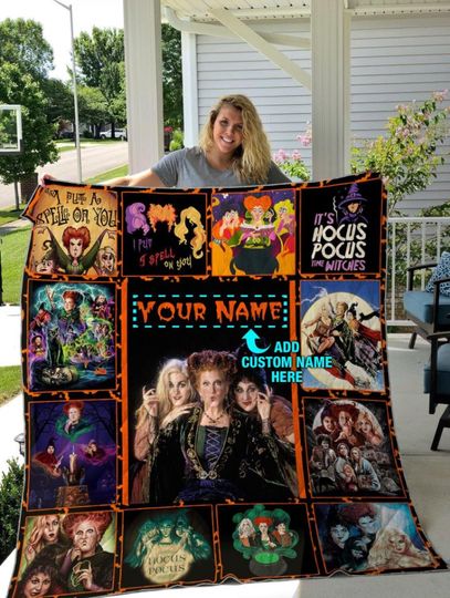 Discover Personalized Hocus Pocus Blanket, Hocus Pocus Quilt, Bedding Blanket, Christmas Blanket