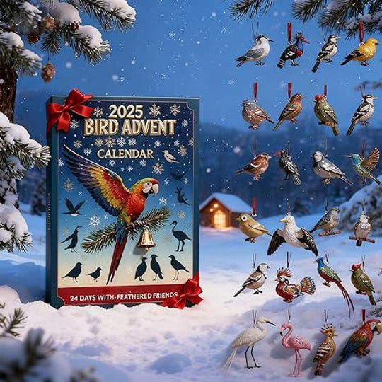 Discover Bird Advent Calendar 2D Acrylic, 24-Day Countdown to Christmas, Christmas Gift for Kids,Nature-Inspired Holiday Gift for Bird Lovers
