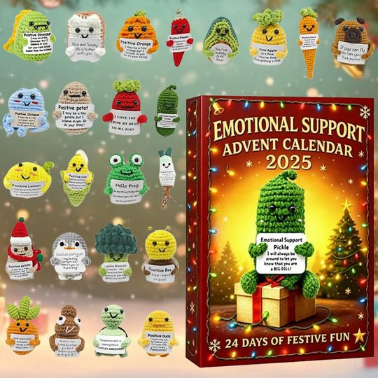 Discover Emotional Support Advent Calendar 2025, Vintage Christmas Ornament Countdown, Funny 24-Day Ornaments, Cute Crochet Toys, Christmas Gift